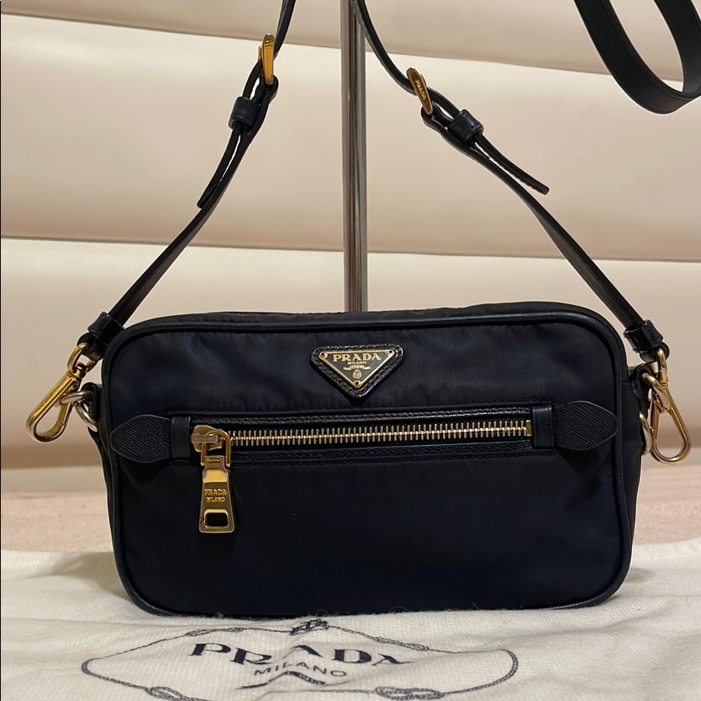 Prada Dark Navy Blue Nylon Camera Bag
